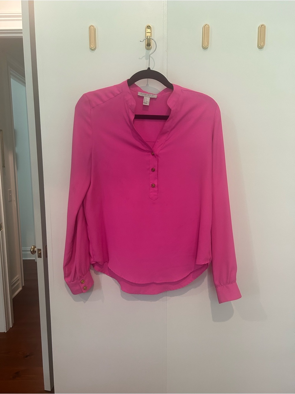 Forever 21 Hot Pink Henley Blouse